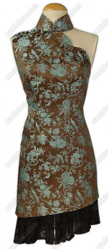 Lace Decorated Pied Magpie Brocade Dress