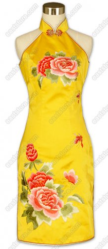 Splendiferous Peony Embroidered Silk Dress