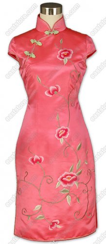 Flourishing Floral Embroidered Silk Cheongsam