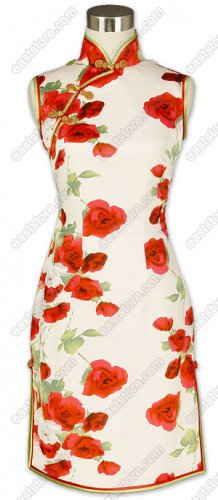 Blooming Roses Printed Silk Cheongsam
