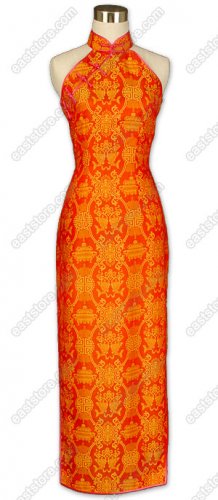 Fashionable Double-Fishes Pattern Silk Cheongsam