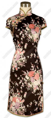 Gardenesque Patterns Printed Silk Cheongsam