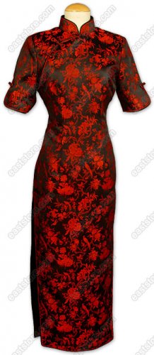 Traditional Pied Magpie Brocade Cheongsam