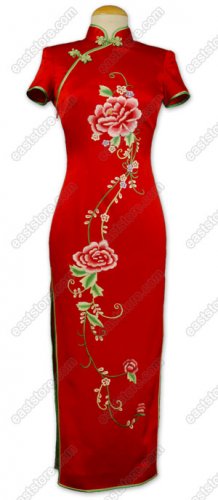 Elegant Mu Dan Embroidery Silk Cheongsam