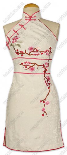 Plum Blossom Embroidered Silk Cheongsam