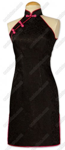 Elegant Black Dragon Brocade Cheongsam