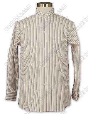 Brown and Lavender Striped Cotton Shirt