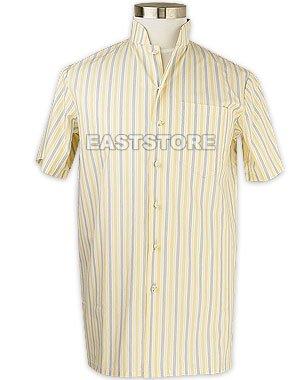 Striped Mandarin Collar Shirt