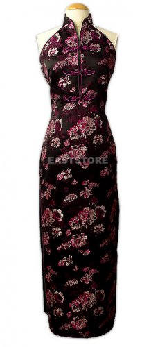 Black Peony Brocade Dress