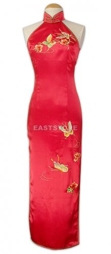 Embroidery Butterfly Cut-in shoulders Silk Dress