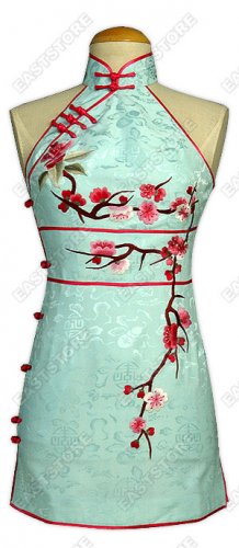 Plum Blossom Embroidered Silk Mini Cheongsam
