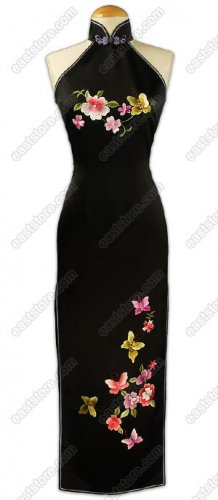 Romantic Die Lian Hua Embroidered Silk Cheongsam