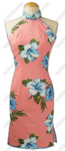 Chinese Hibiscus Mid-Length Cheongsam