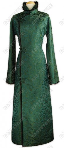 Chic Fur Trimmed Dragon Brocade Coat