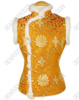 Fur-Trimmed Oriental Quilted Vest