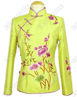 Exquisite Flowered Embroidery Thai Silk Blouse