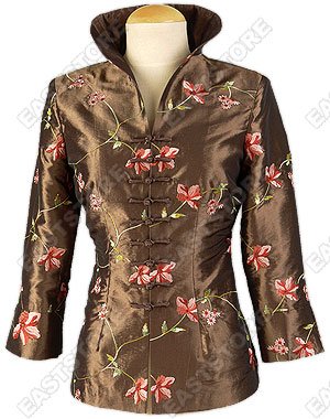 Seductive Floral Embroidered Thai Silk Blouse