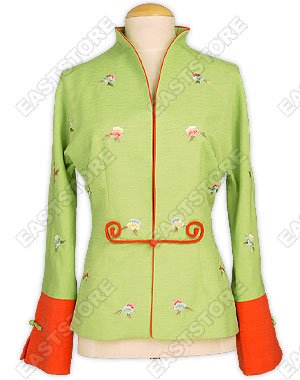 Small Flower Embroidered One Button Jacket
