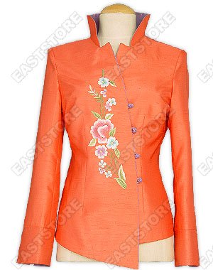 Unique Notched Collar Silk Jacket