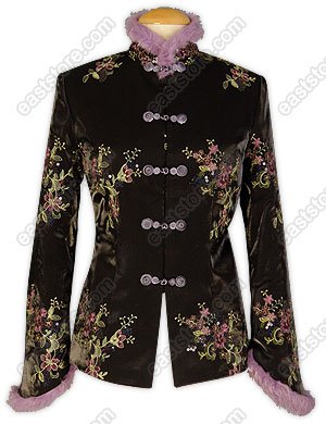 Warm Floral Embroidered Silk Jakcet(Quilted)