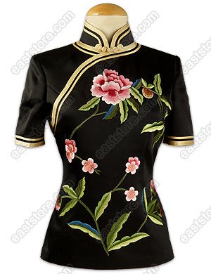 Splendiferous Floral Embroidered Silk Blouse