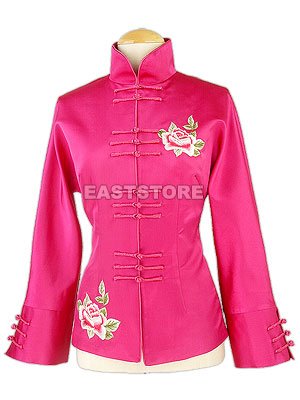 Unique Peony Embroidered Silk Jacket