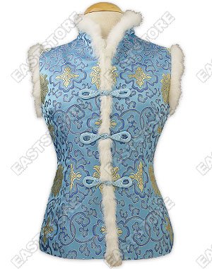 Fur-Trimmed Rich Flower Quilted Vest
