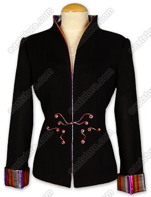 Unique One-Button Closure Silk Velvet Jacket