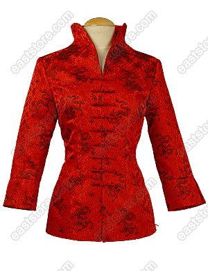 3/4-Length Sleeves Dragon Patterned Brocade Jacket