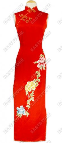 Silk Peony Embroidery Cheongsam