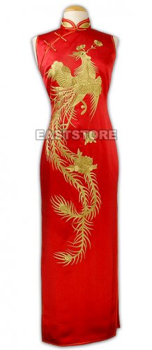 Noble Golden Phoenix Embroidery Cheongsam