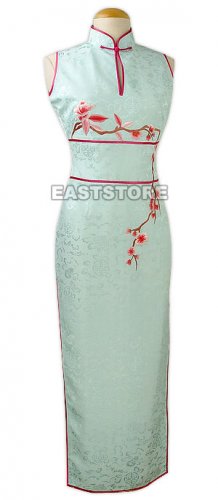Elegant Plum Blossom Embroidery Silk Cheongsam