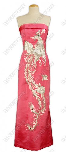 A-one Silver Phoenix Embroidered Silk Cheongsam