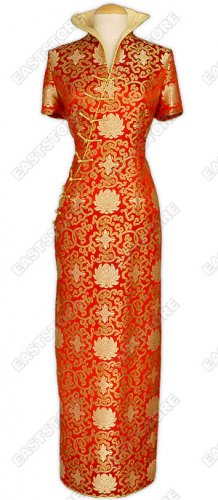 Fu Gui Flower Pattern Silk Brocade Cheongsam