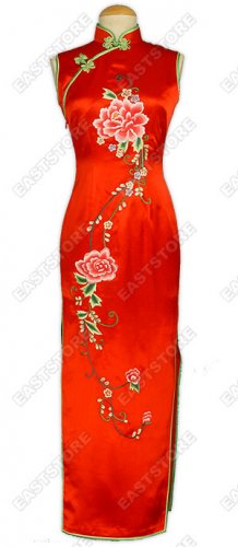 Elegant Mu Dan Embroidery Silk Cheongsam