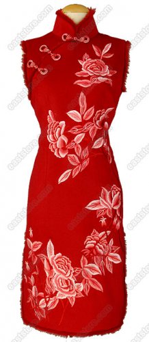 Blooming Peony Embroidered Cashmere Cheongsam