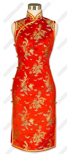 Graceful Dragon and Phoenix Brocade Cheongsam