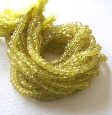 LEMON QUARTZ FACETED RONDELLES