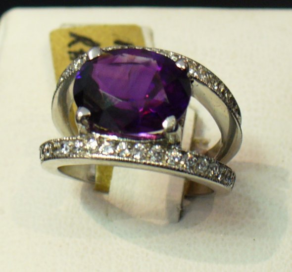 3ct Amethyst and diamond ring