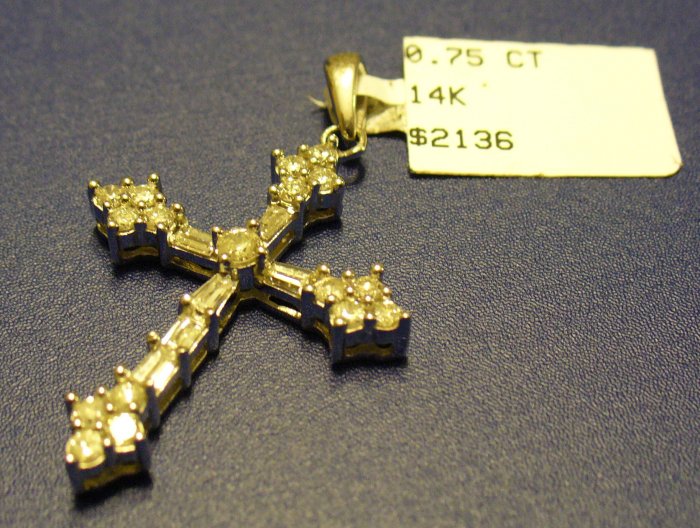 14K Diamond Cross