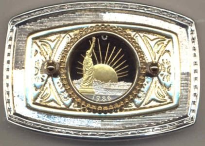 Statue of Liberty Half Dollar Cut Coin Belt Buckle