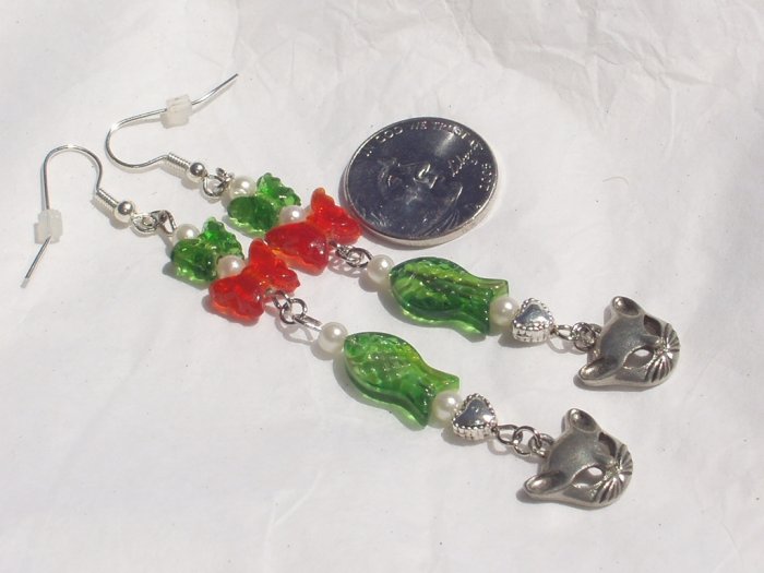 OOAK Cat Butterfly Fish Handmade Artisan Earrings Catittudes