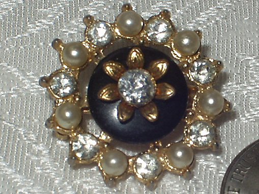 Vintage 1930's Rhinestone & Faux Pearl Flower Scatter Pin Brooch