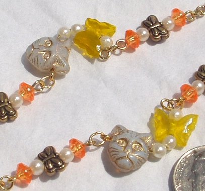 Yellow Glass Fish Glass Butterfly Cat Cats Dangle OOAK Artisan Earrings
