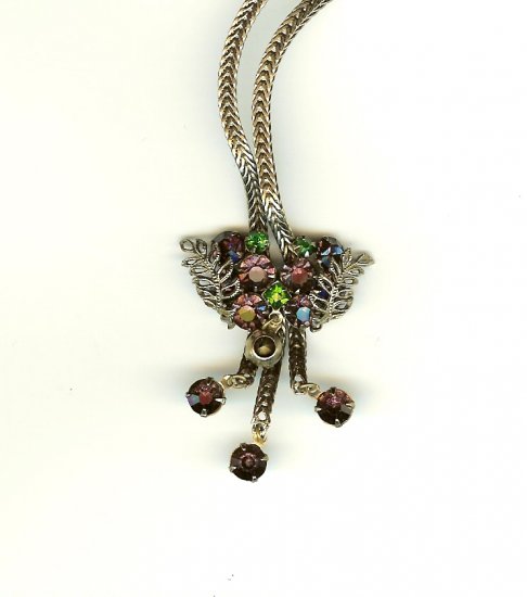 Bolo Style Necklace - Amethyst, Peridot RS - Book Piece