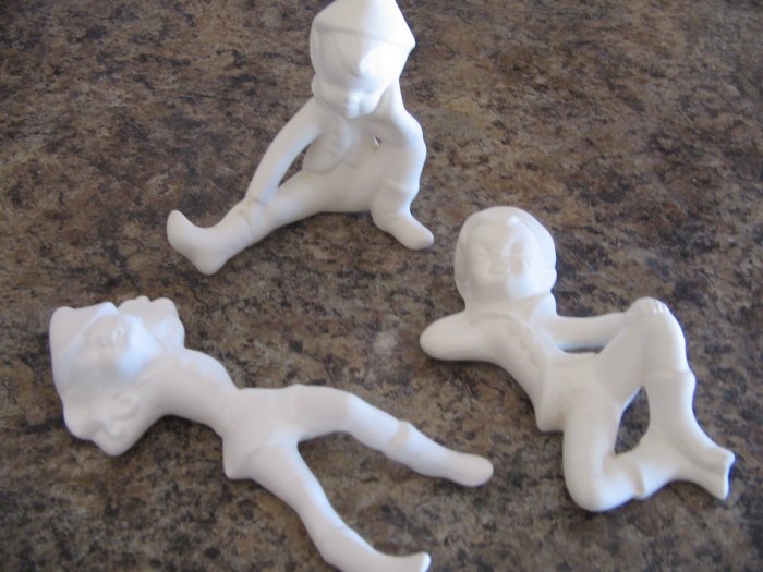 Ceramic Pixie Elves Trio Ready To Paint Bisque Garden Decor