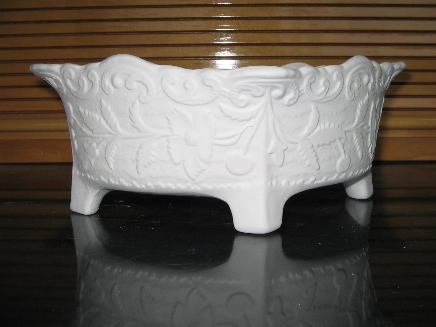 Ready To Paint Floral Cherry Design Candy Dish Ceramic Bisque U Paint