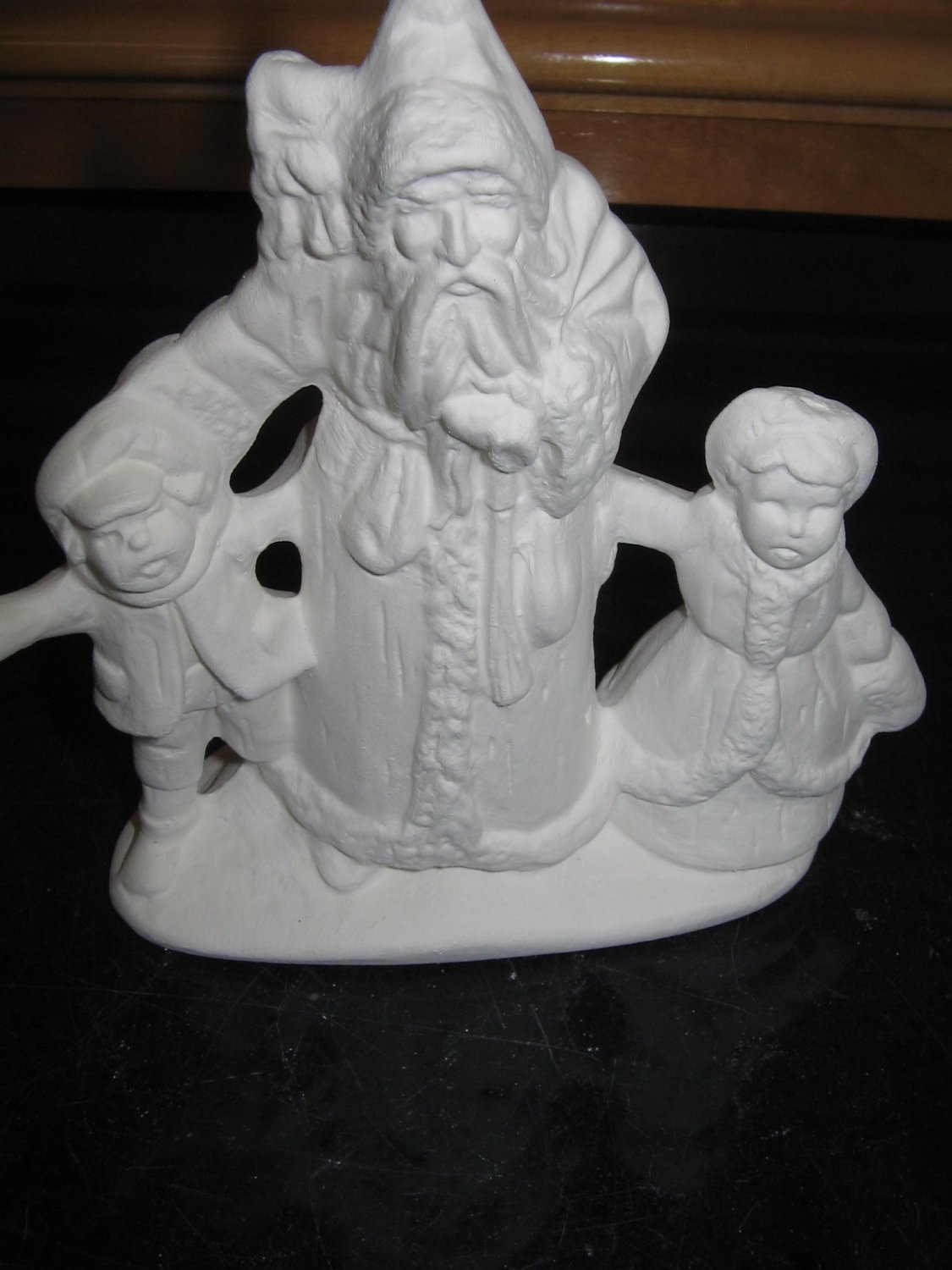 Ready To Paint Ceramic Santa With Children Ceramic Bisque