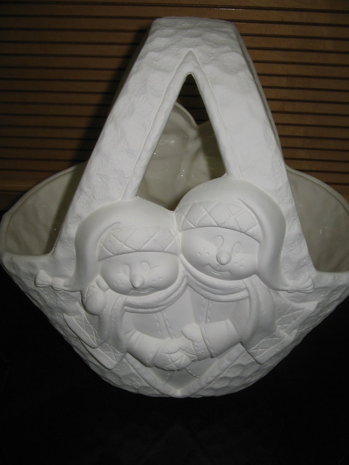 Snowman Couple Ready To Paint Basket U Paint Ceramic Bisque