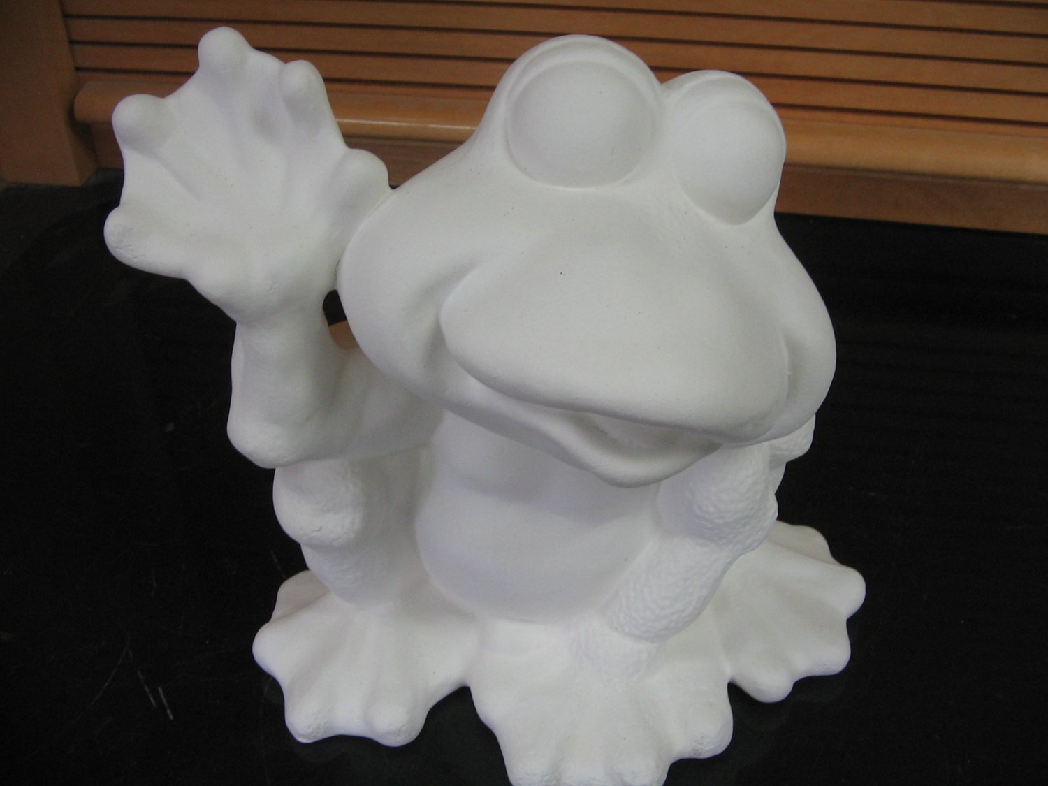Frog Waving Ceramic Bisque Ready To Paint Ceramics U Paint